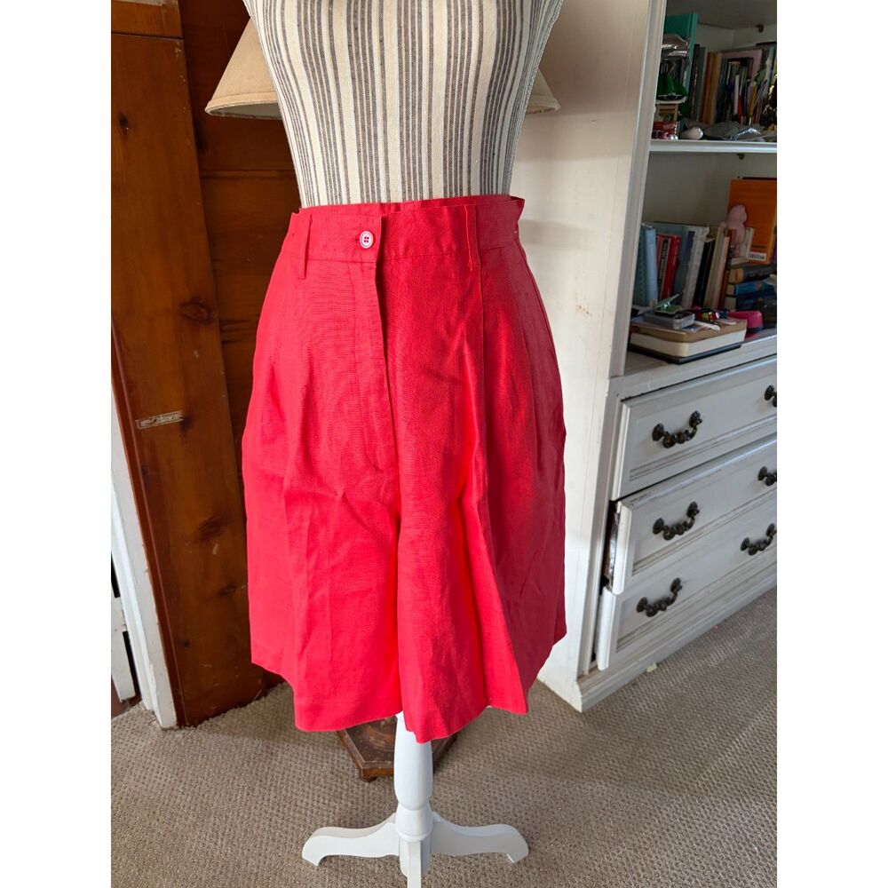 Vintage Linen Y2K 2010's Linen Coral Bermuda Grandma Golden Girls 90's Shorts